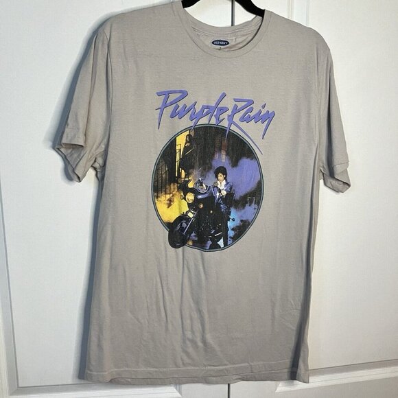 Old Navy Prince Purple Rain Graphic T-shirt XL Gray Graphic Crewneck Tee - Picture 1 of 5